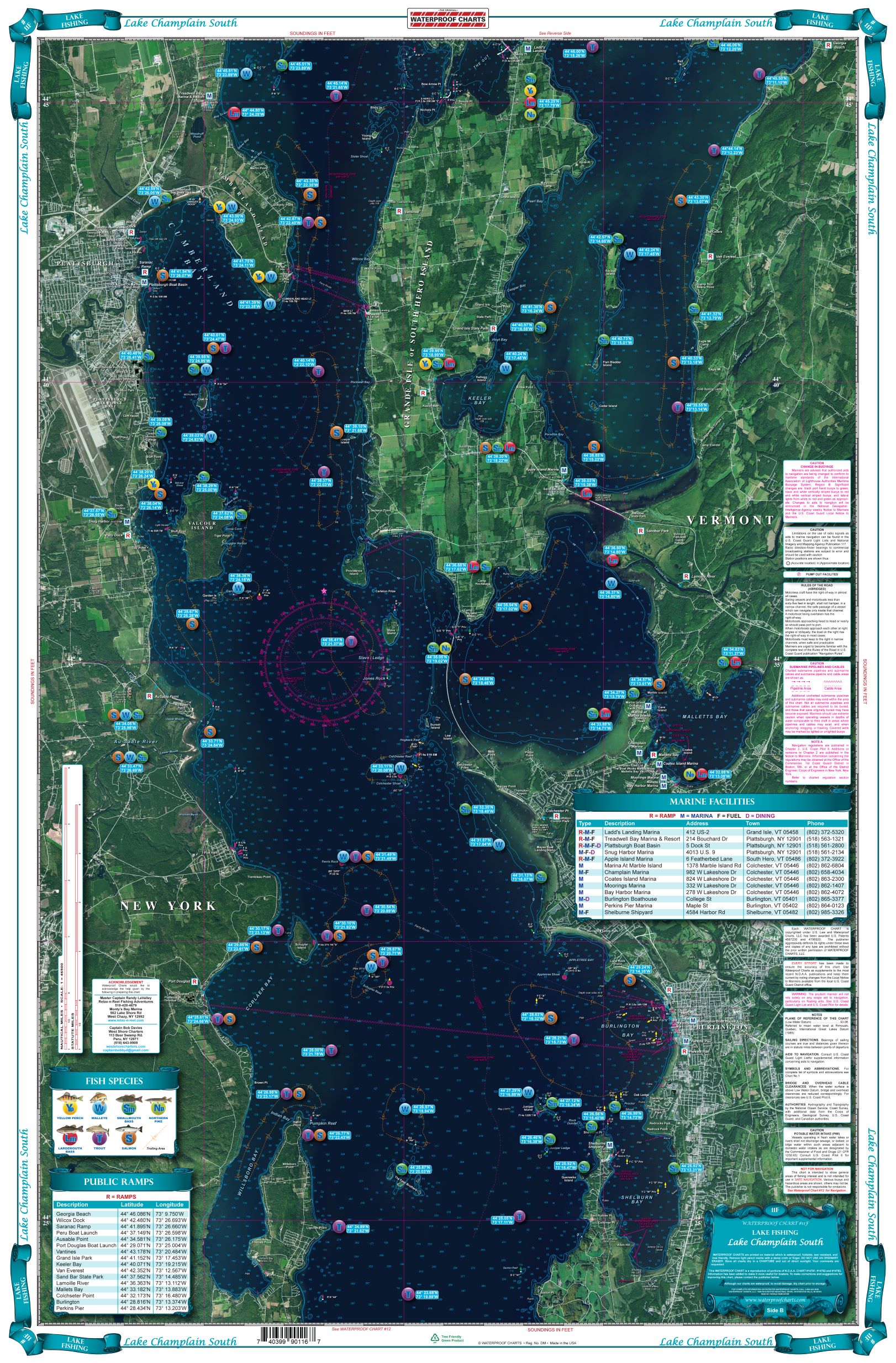 Lake Champlain South Lake Fishing Chart 11F - Image 2