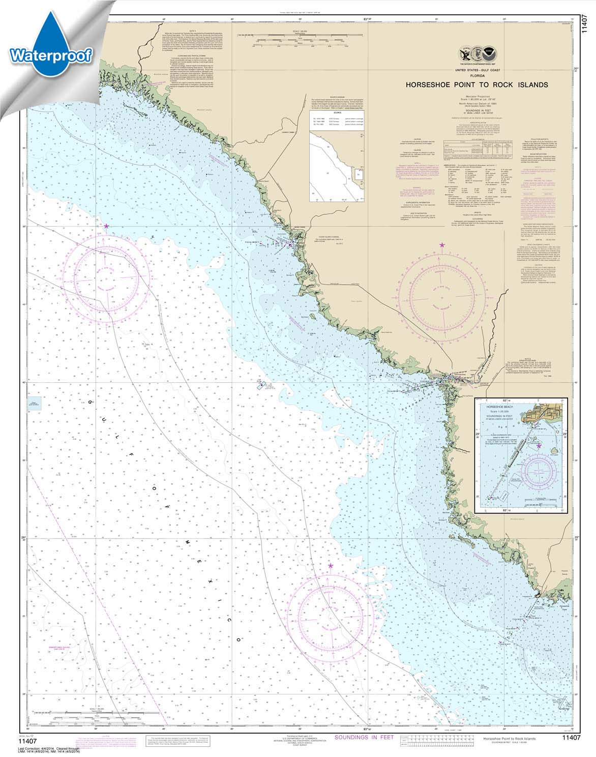 Horshoe Point Calculation Horseshoe Point to Rock Islands;Horseshoe Beach - 11407 - Nautical Charts