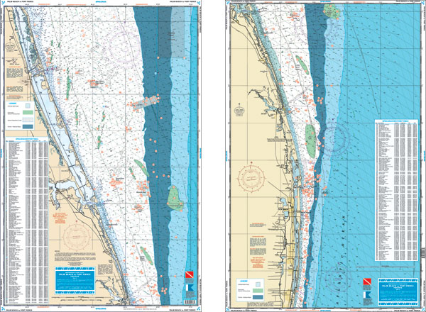 Palm Beach to Fort Pierce Offshore Fish and Dive Chart 127F