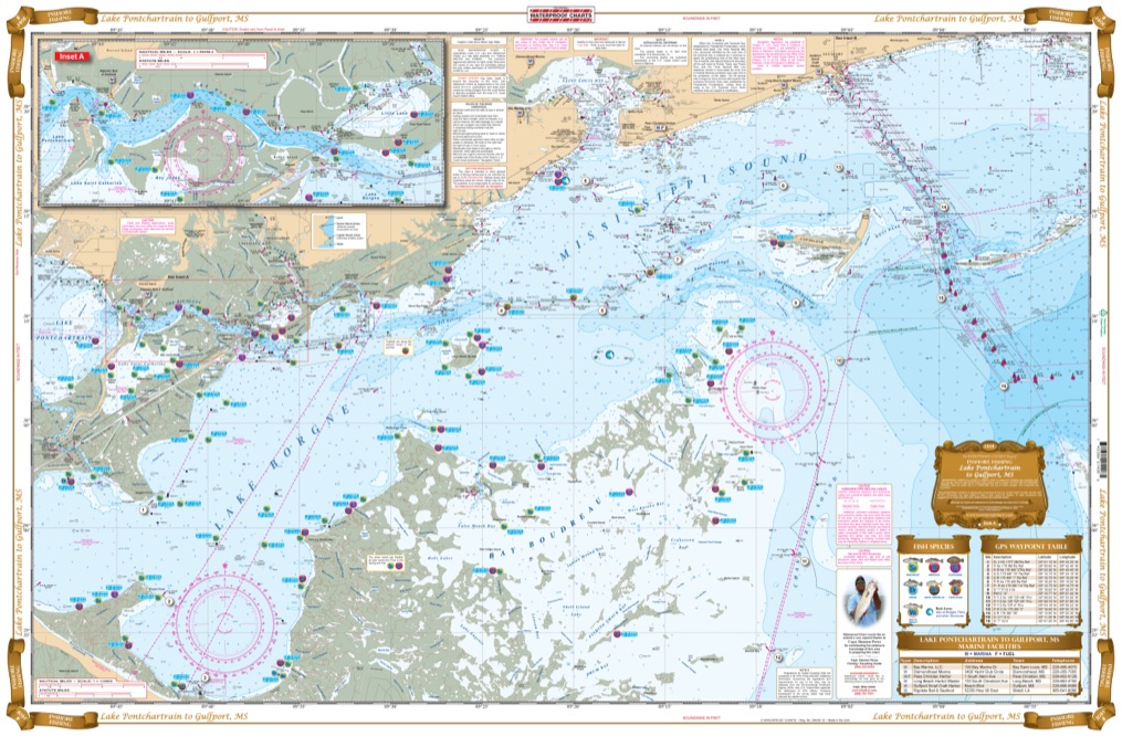 Lake Pontchartrain to Gulfport Inshore Fishing Chart 140F