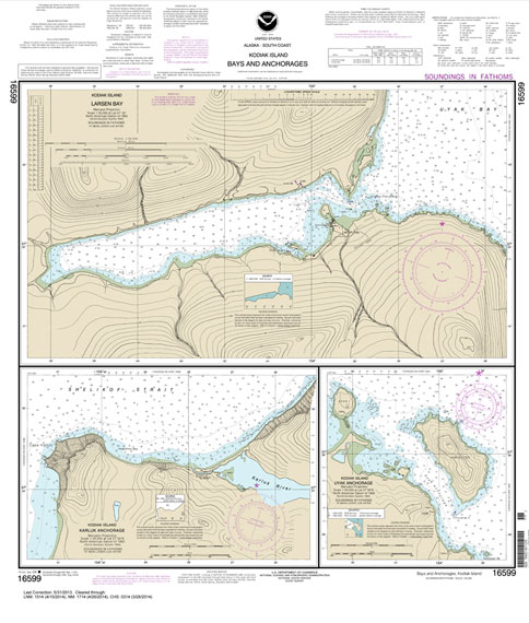 Bays and Anchorages: Kodiak Island Karluk Anchorage;Larsen Bay;Uyak Anchorage