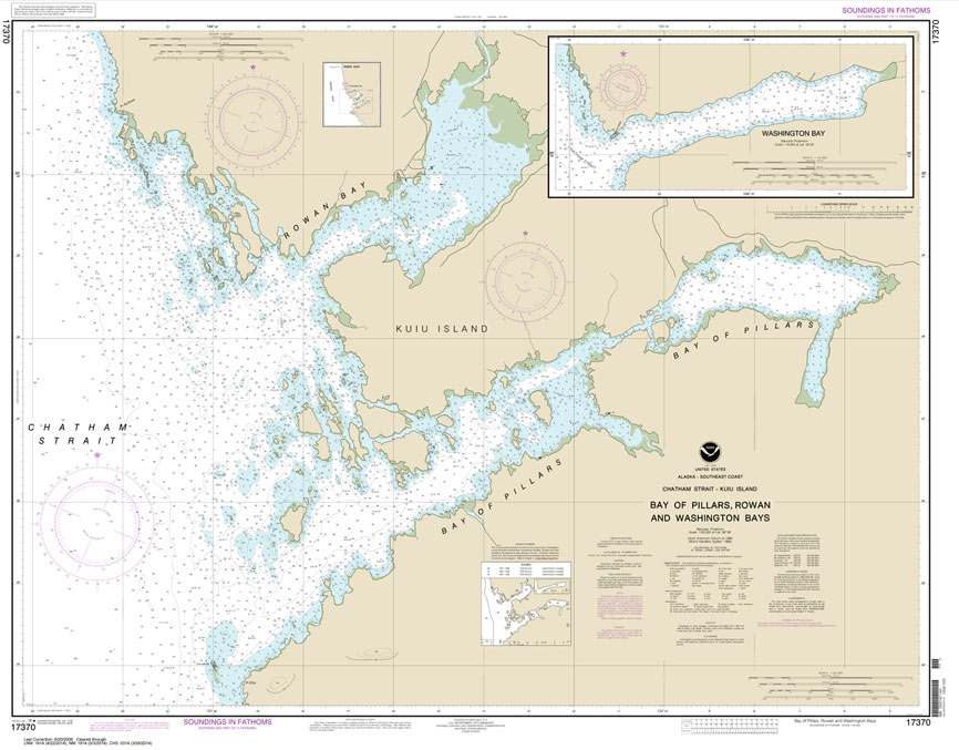 Bay of Pillars and Rowan Bay: Chatham Strait;Washington Bay: Chatham Strait
