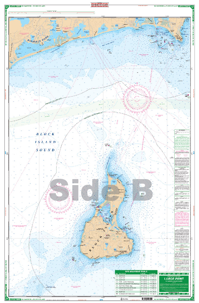 New York Harbor to Block Island Large Print Navigation Chart 2E