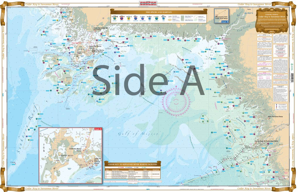 Cedar Key to Suwannee River Inshore Fishing Chart 30F