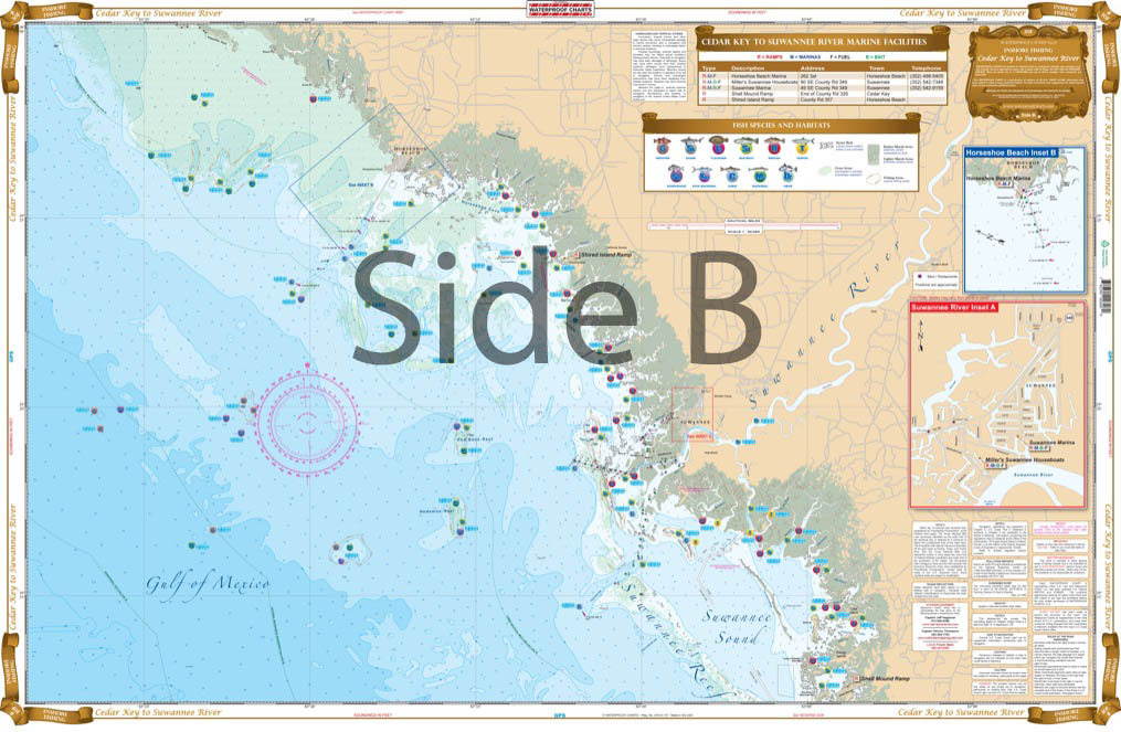 Cedar Key to Suwannee River Inshore Fishing Chart 30F