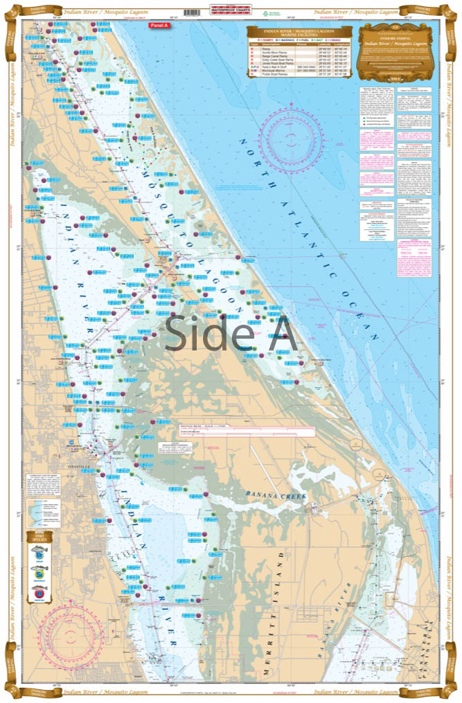 Mosquito Lagoon and Indian River Inshore Fishing Chart 42F
