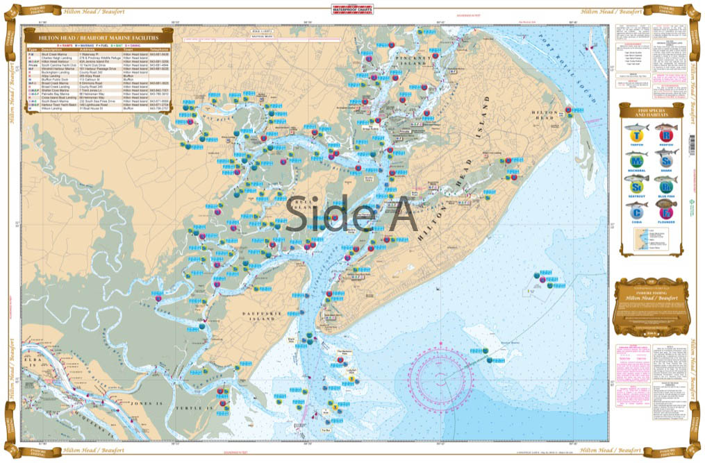 Hilton Head and Beaufort Inshore Fishing Chart 93F