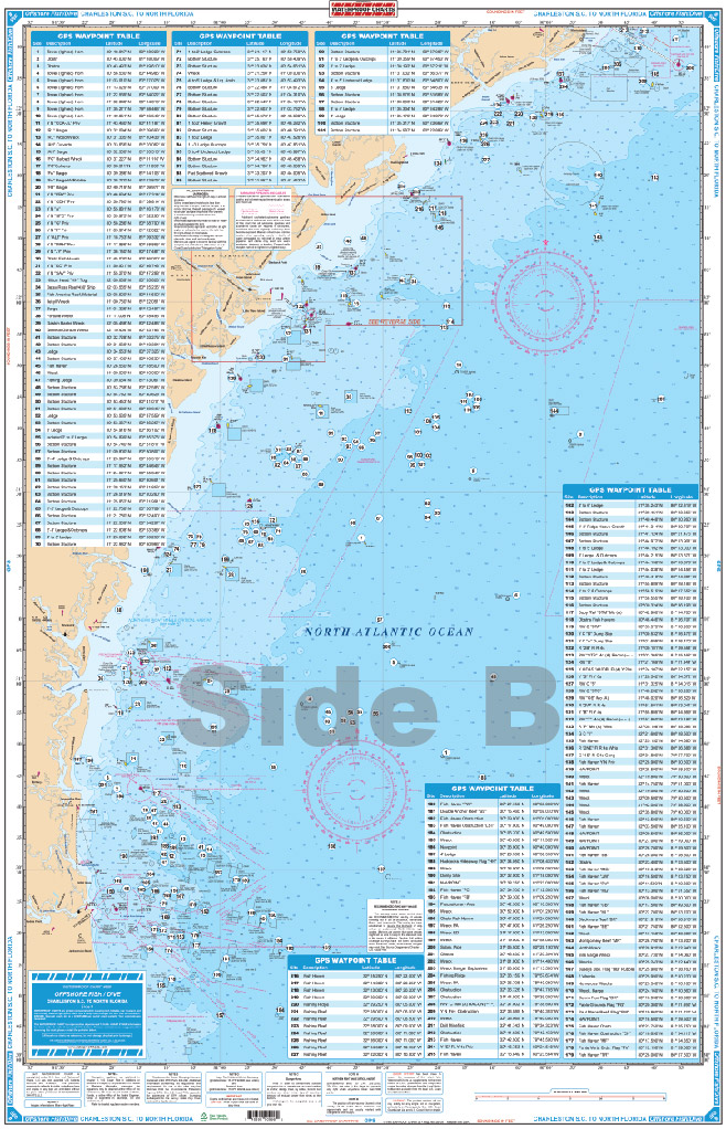 North Florida, Georgia, North Carolina Offshore Fish and Dive Chart 99F